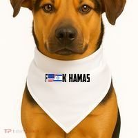 F K Hamas Pray For Israel Strong Usa And Israel Flag USA-Made Doggie Bandana thumb 1