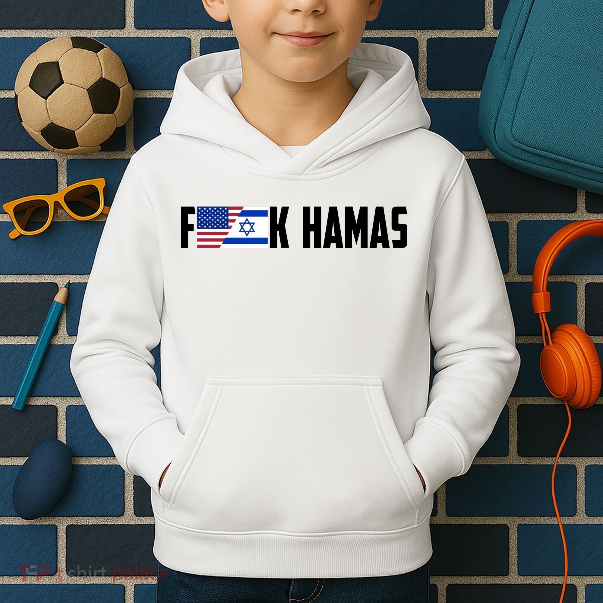 F K Hamas Pray For Israel Strong Usa And Israel Flag Kids Hoodie