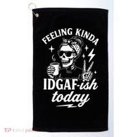 Feeling Kinda IDGAF-ish Today Skeleton Lady Coffee Lover Golf Towel thumb 0