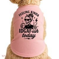 Feeling Kinda IDGAF-ish Today Skeleton Lady Coffee Lover Doggie Tank thumb 0