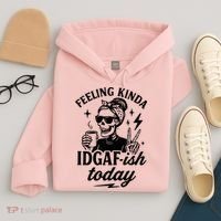 Feeling Kinda IDGAF-ish Today Skeleton Lady Coffee Lover Hoodie thumb 4