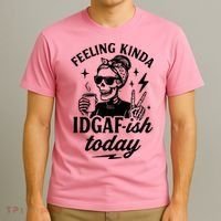 Feeling Kinda IDGAF-ish Today Skeleton Lady Coffee Lover T-Shirt thumb 3