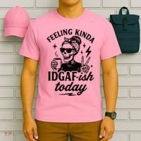 Feeling Kinda IDGAF-ish Today Skeleton Lady Coffee Lover T-Shirt thumb 6