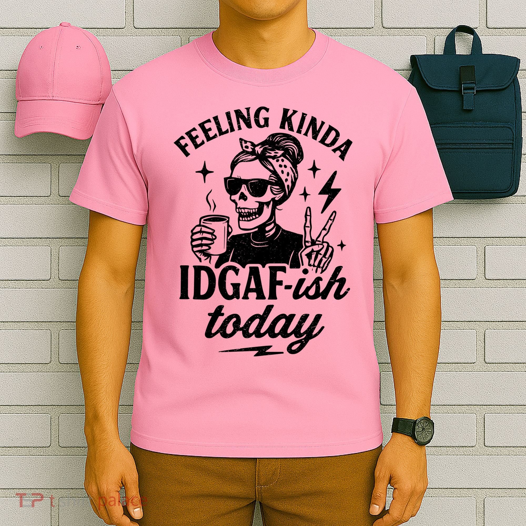 Feeling Kinda IDGAF-ish Today Skeleton Lady Coffee Lover T-Shirt