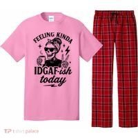 Feeling Kinda IDGAF-ish Today Skeleton Lady Coffee Lover Pajama Set thumb 0