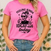 Feeling Kinda IDGAF-ish Today Skeleton Lady Coffee Lover Women's T-Shirt thumb 2