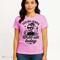 Feeling Kinda IDGAF-ish Today Skeleton Lady Coffee Lover Women's T-Shirt thumb 4