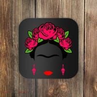 Frida Kahlo Mexico Artist Lover Flower Skull Coaster thumb 0