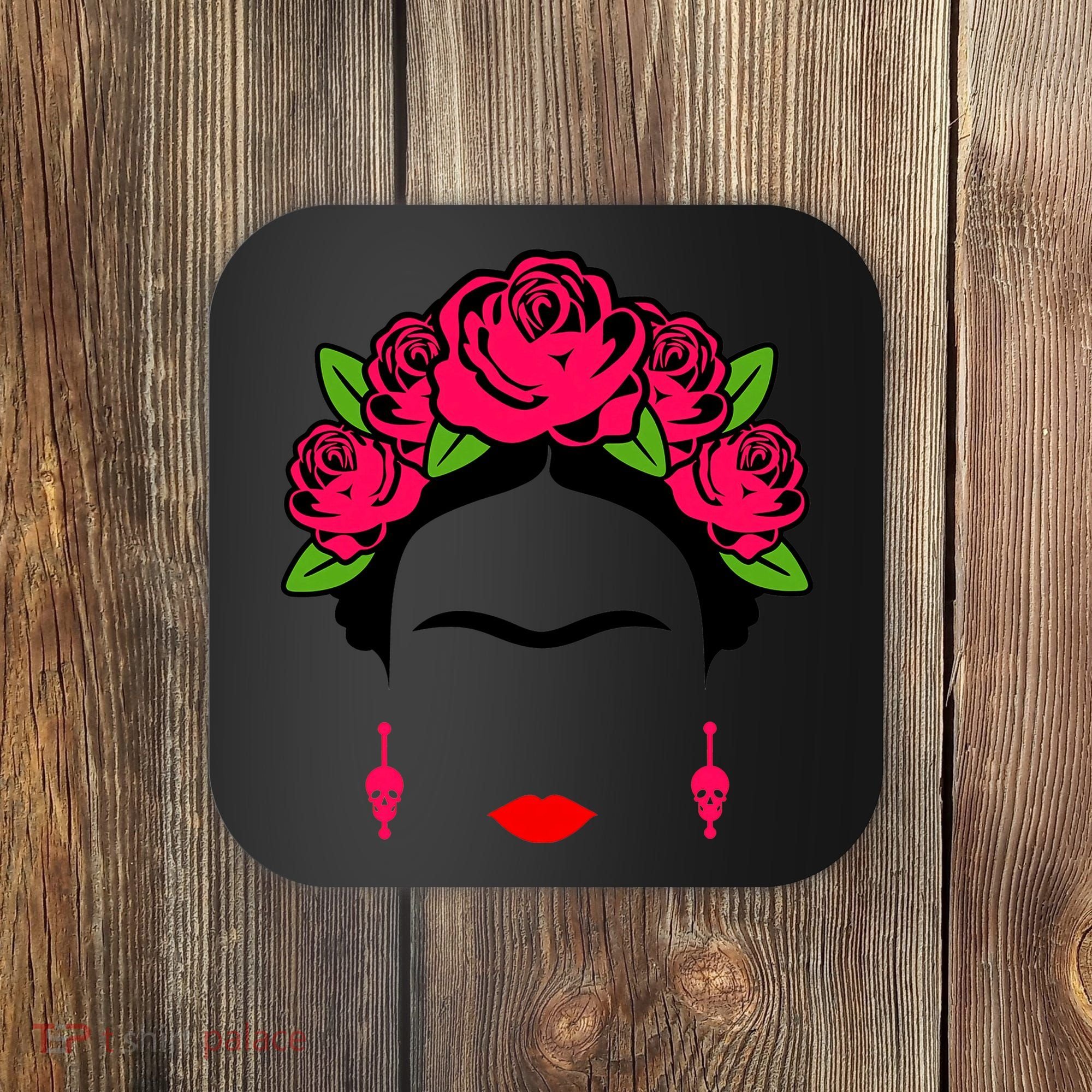 Frida Kahlo Mexico Artist Lover Flower Skull Coaster