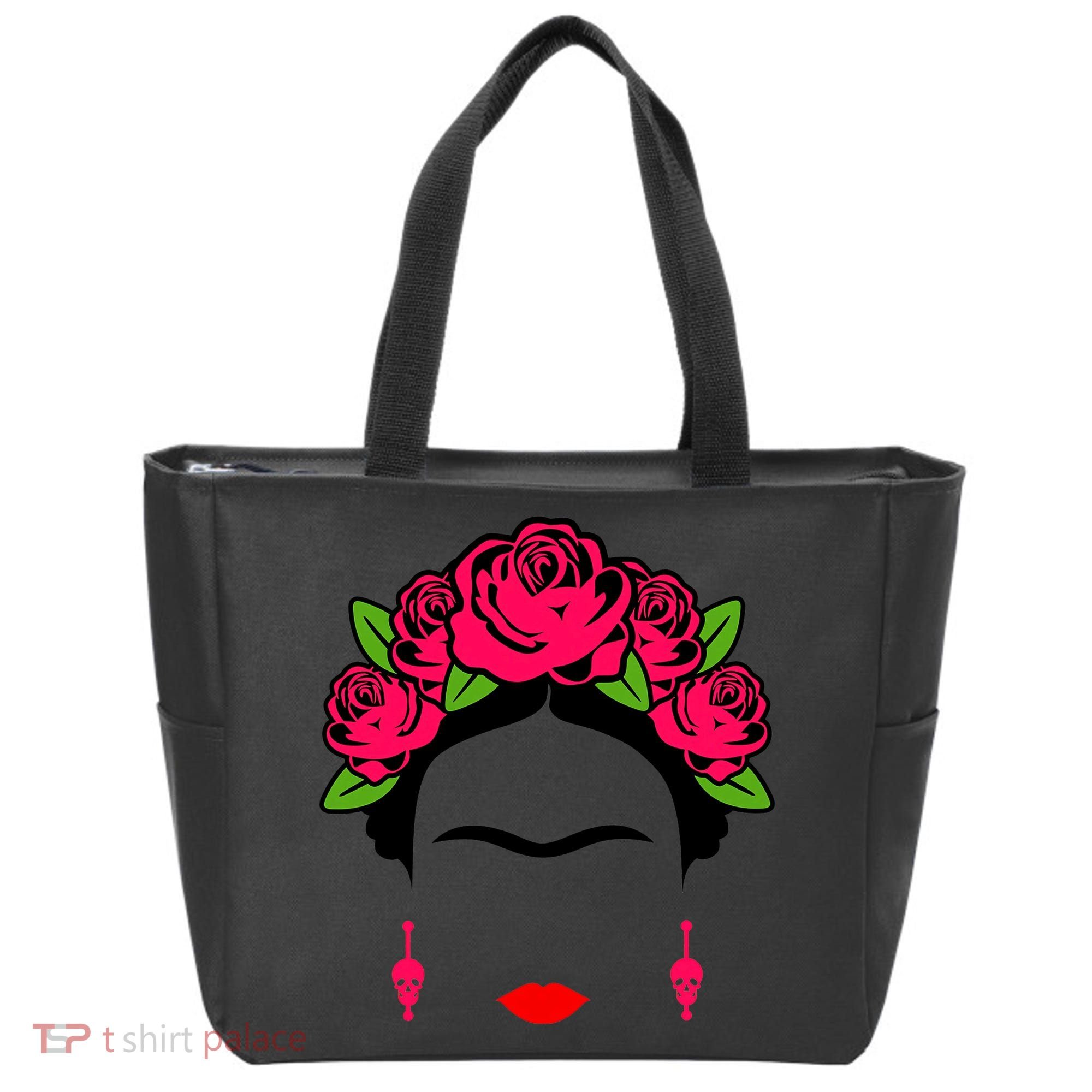 Frida Kahlo Mexico Artist Lover Flower Skull Tote Bag