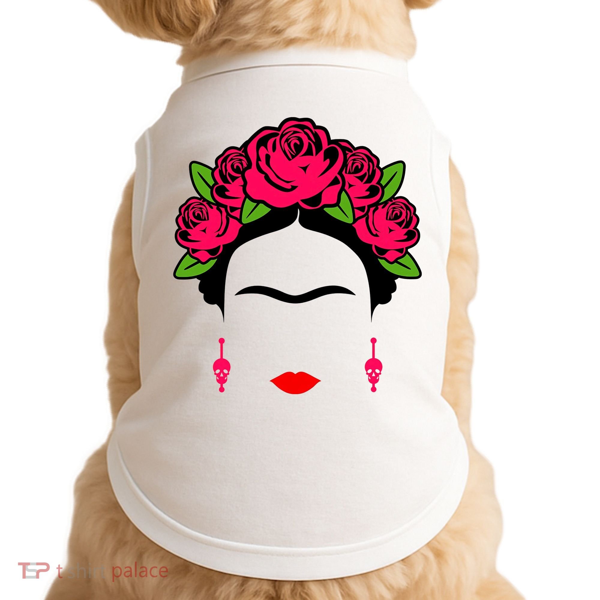 Frida Kahlo Mexico Artist Lover Flower Skull Doggie Tank