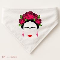 Frida Kahlo Mexico Artist Lover Flower Skull USA-Made Doggie Bandana thumb 0