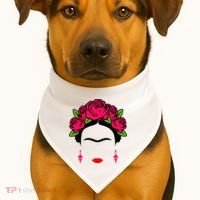 Frida Kahlo Mexico Artist Lover Flower Skull USA-Made Doggie Bandana thumb 1