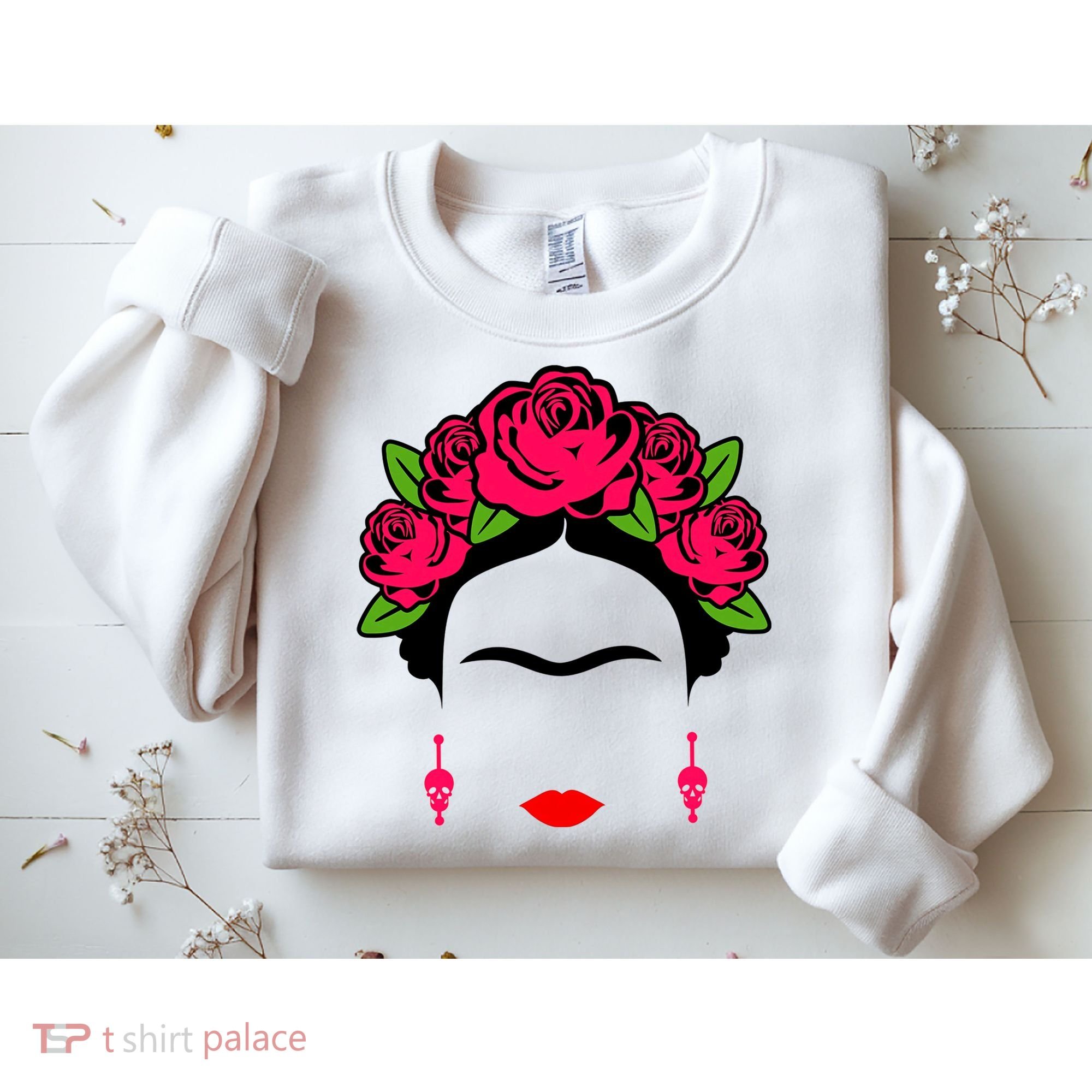 Frida Kahlo Mexico Artist Lover Flower Skull Sweatshirt