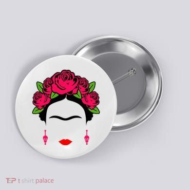 Frida Kahlo Mexico Artist Lover Flower Skull Button