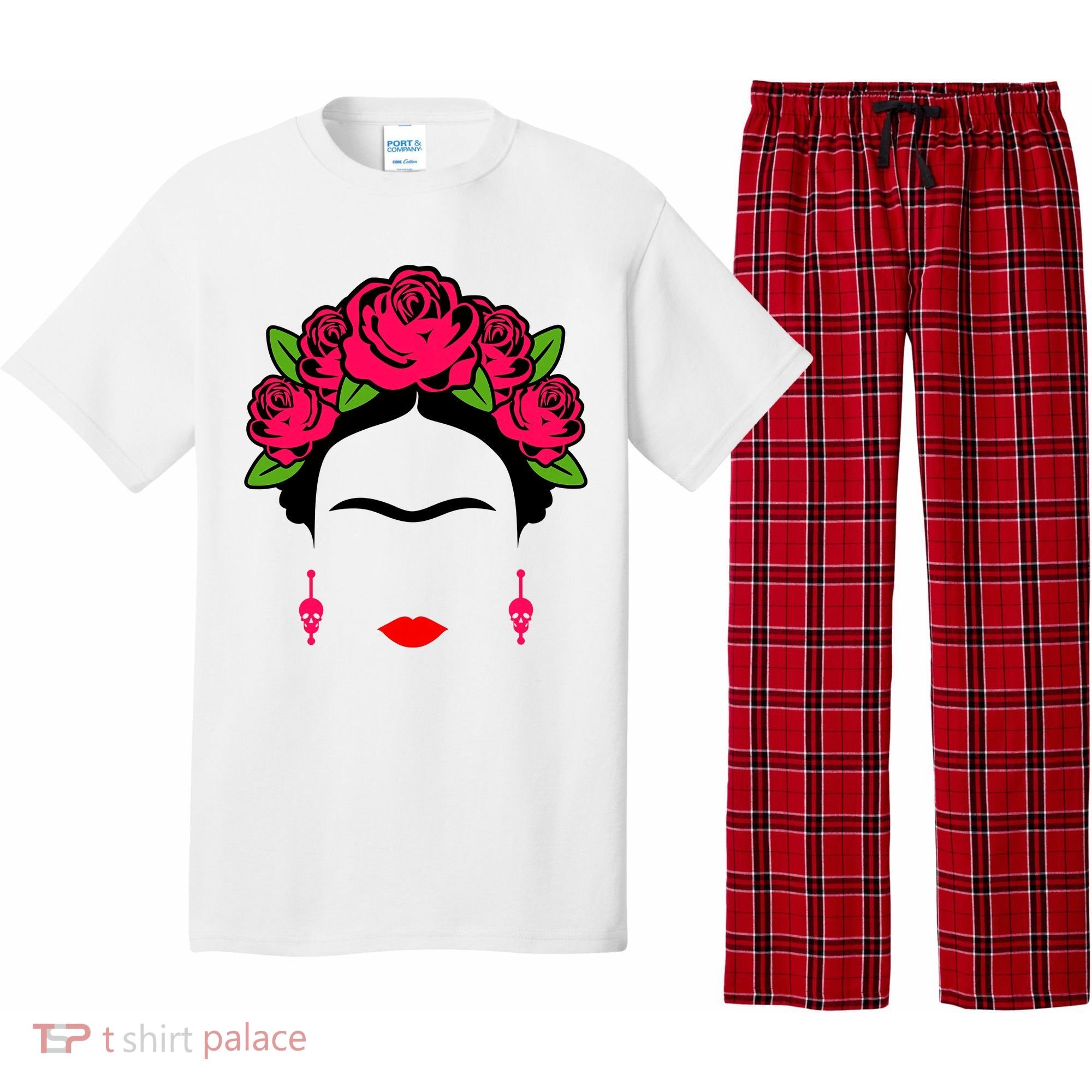 Frida Kahlo Mexico Artist Lover Flower Skull Pajama Set