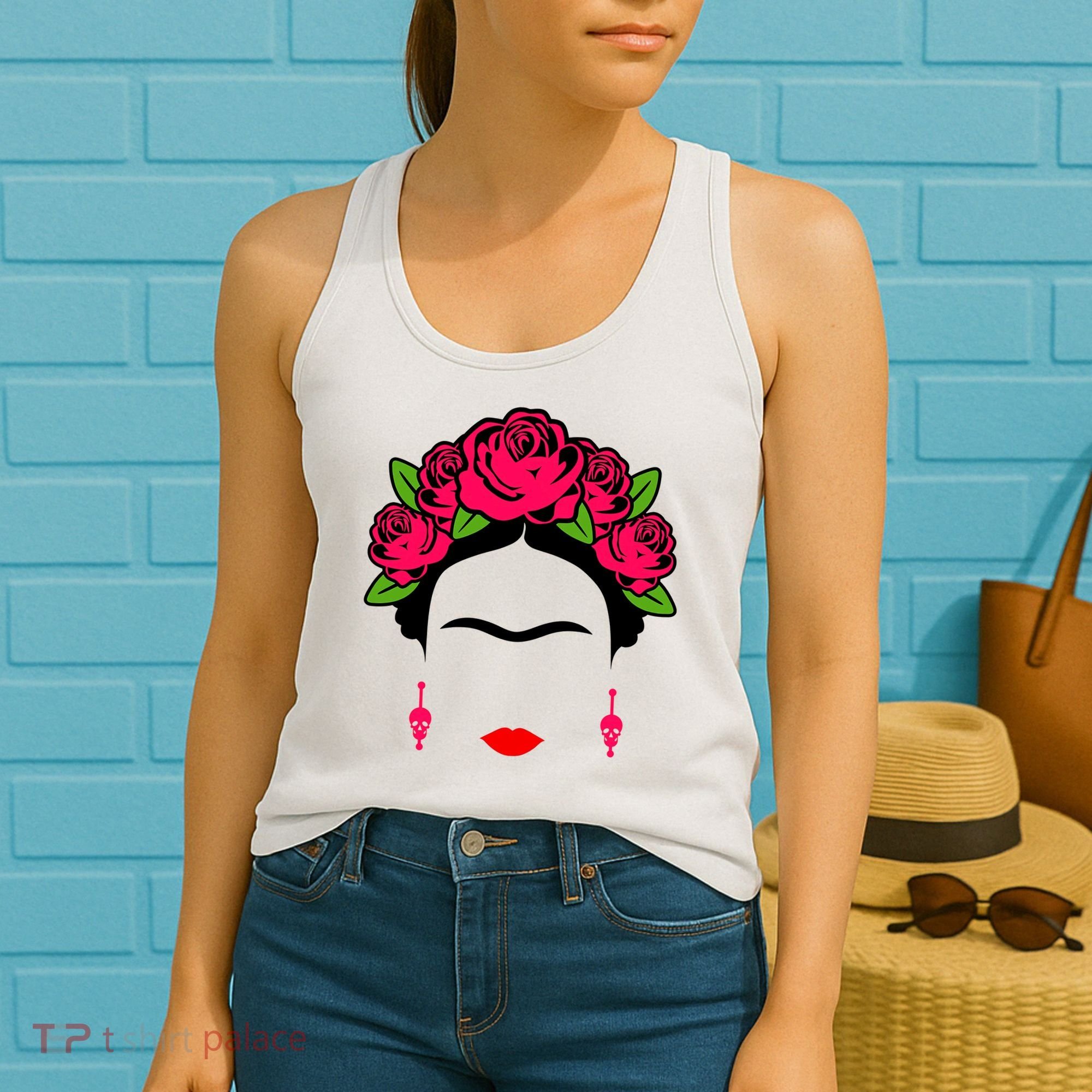 Frida Kahlo Mexico Artist Lover Flower Skull Women's Tank Top