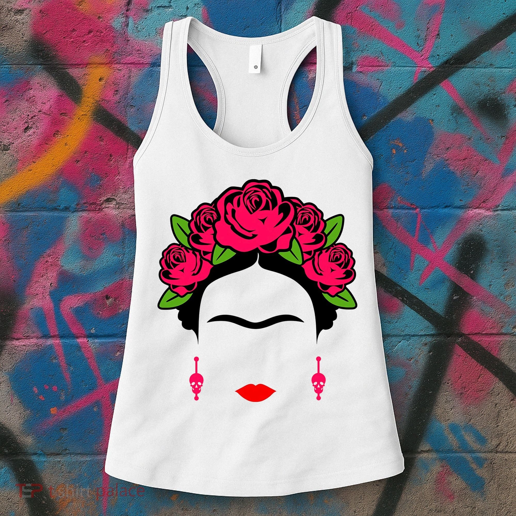 Frida Kahlo Mexico Artist Lover Flower Skull Women's Tank Top