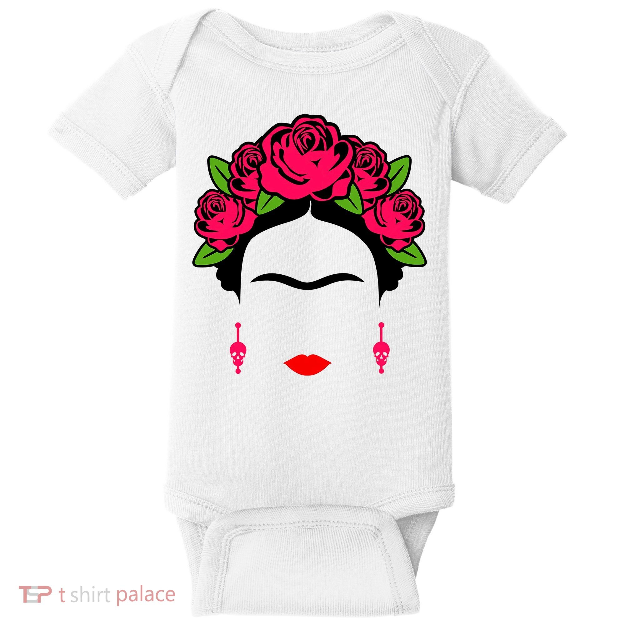Frida Kahlo Mexico Artist Lover Flower Skull Baby Bodysuit