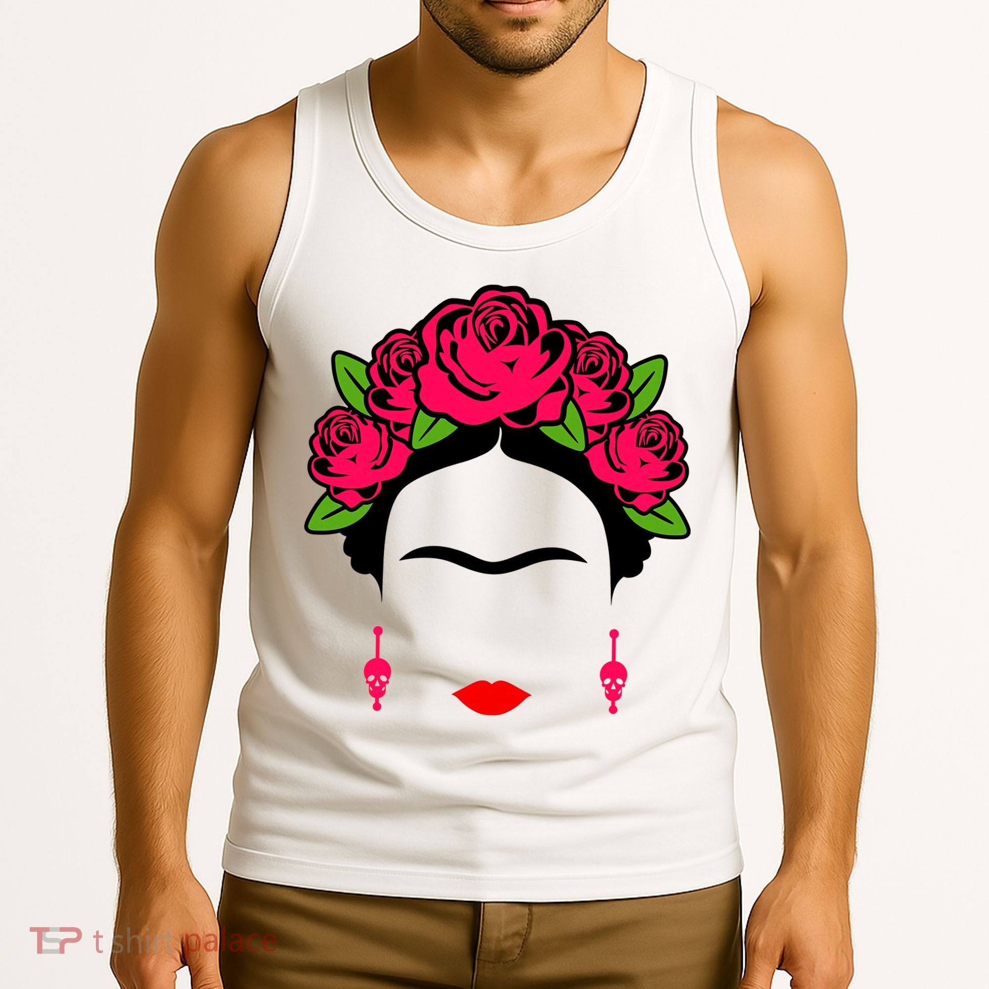 Frida Kahlo Mexico Artist Lover Flower Skull Tank Top