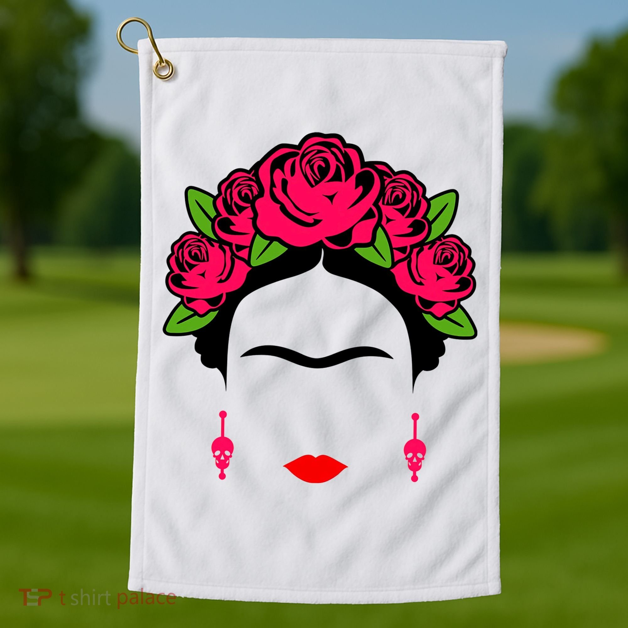 Frida Kahlo Mexico Artist Lover Flower Skull Golf Towel