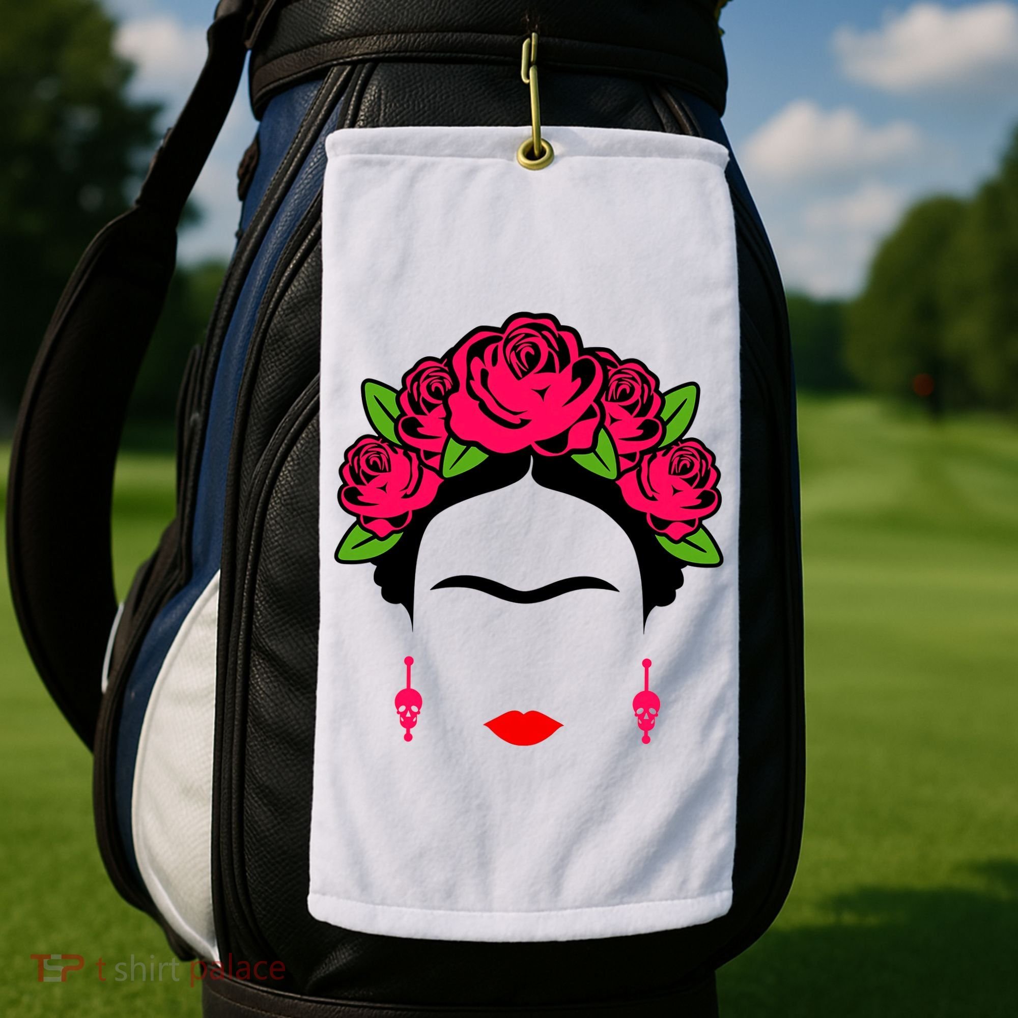 Frida Kahlo Mexico Artist Lover Flower Skull Golf Towel
