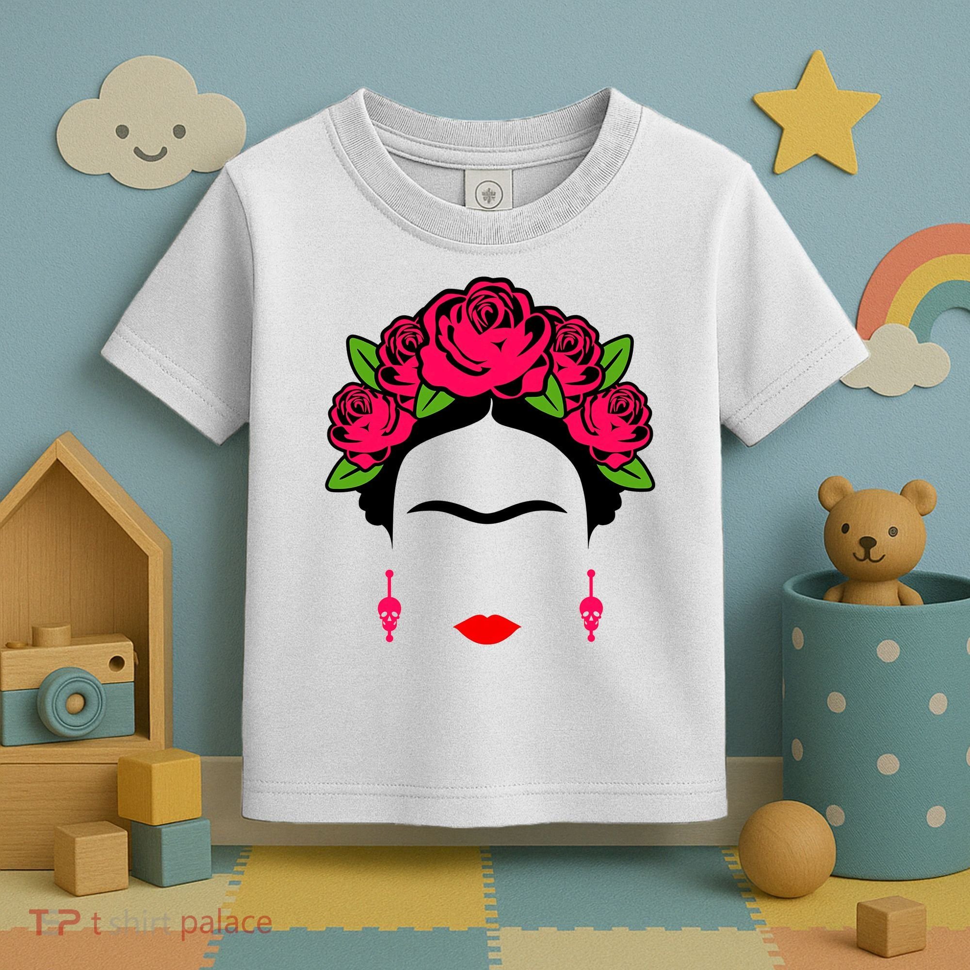 Frida Kahlo Mexico Artist Lover Flower Skull Toddler T-Shirt