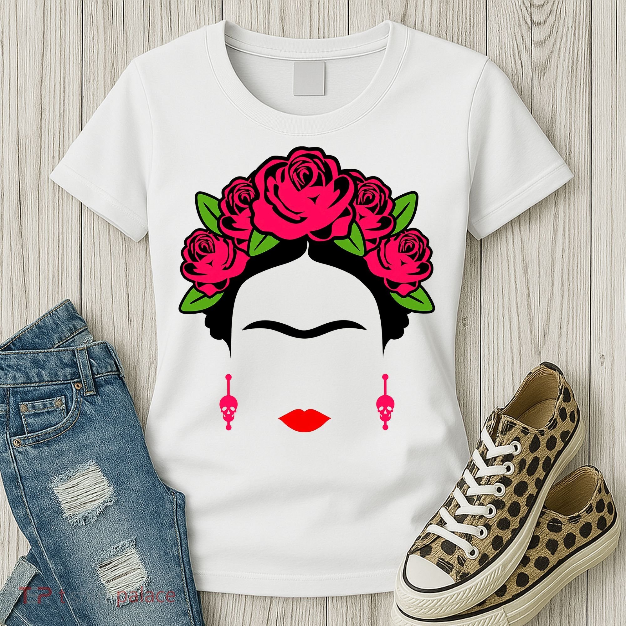 Frida Kahlo Mexico Artist Lover Flower Skull Women's T-Shirt