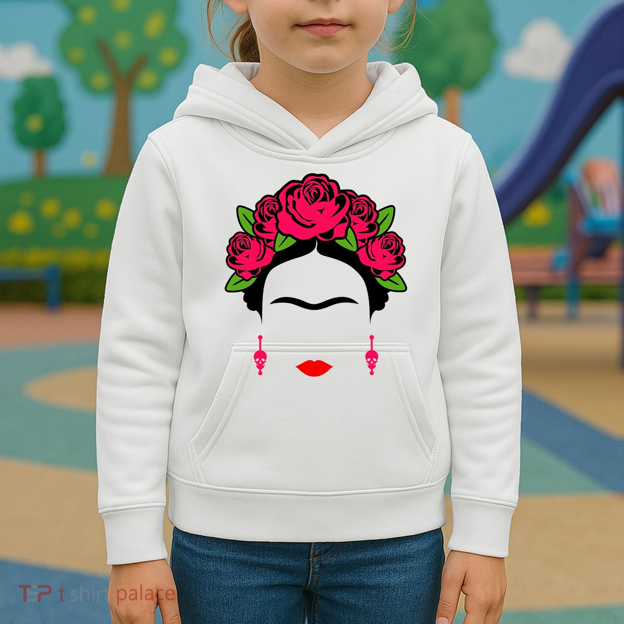 Frida Kahlo Mexico Artist Lover Flower Skull Kids Hoodie
