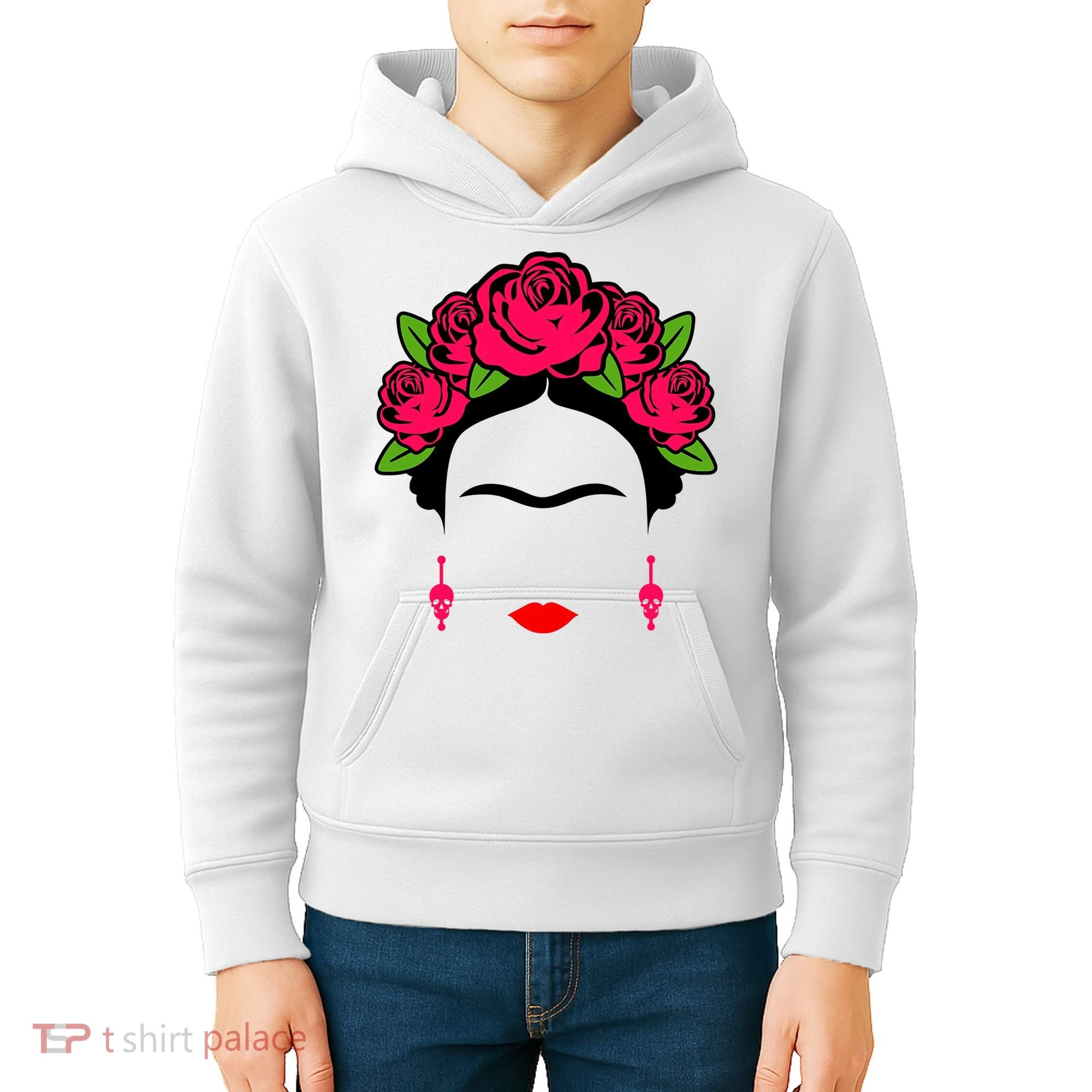 Frida Kahlo Mexico Artist Lover Flower Skull Kids Hoodie