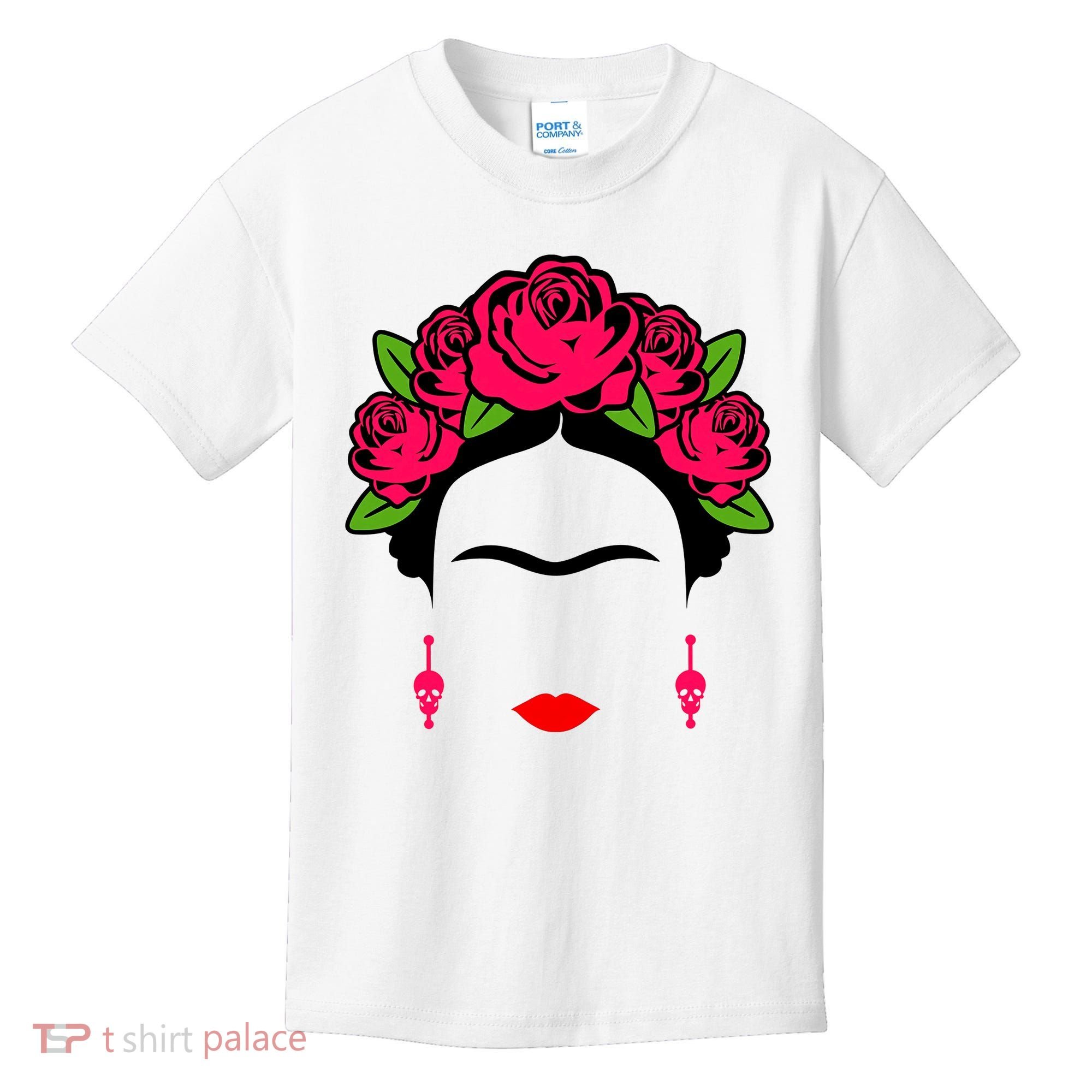 Frida Kahlo Mexico Artist Lover Flower Skull Kids T-Shirt
