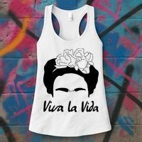 Frida Kahlo Mexico Artist Lover Viva La Vida Women's Tank Top thumb 3