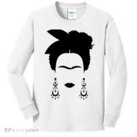 Frida Kahlo Mexico Artist Lover Flower Skull Kids Long Sleeve Shirt thumb 0