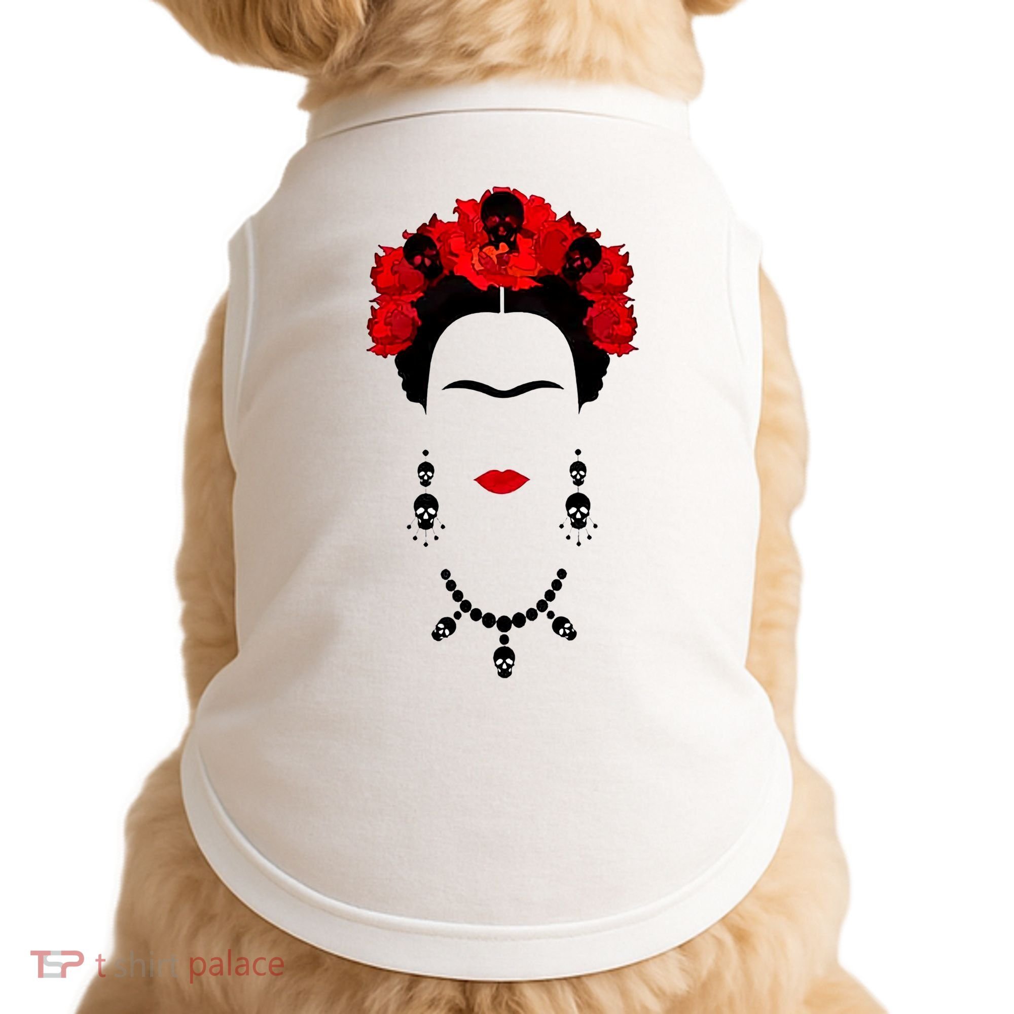 Frida Kahlo Mexico Artist Lover Flower Skull Doggie Tank