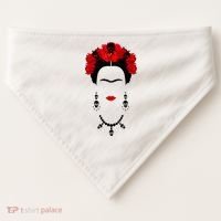Frida Kahlo Mexico Artist Lover Flower Skull USA-Made Doggie Bandana thumb 0