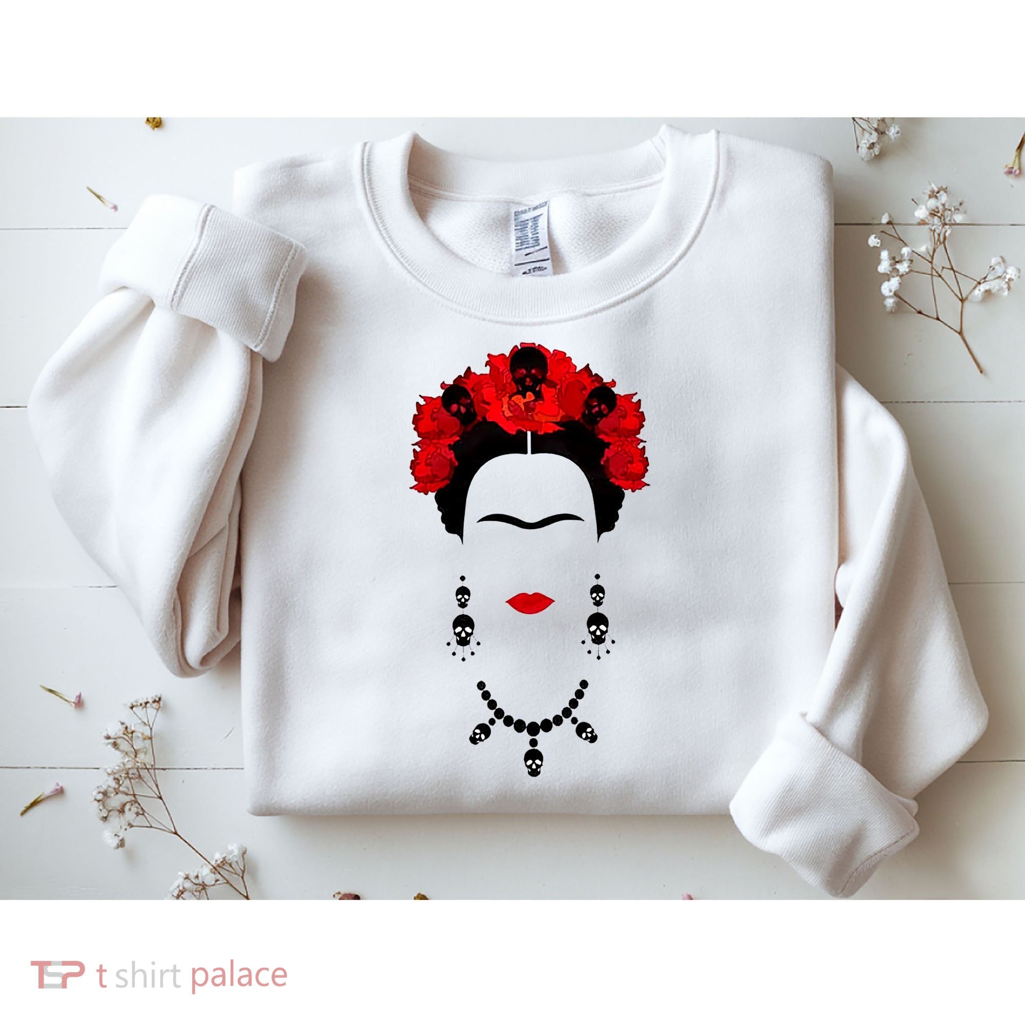 Frida Kahlo Mexico Artist Lover Flower Skull Sweatshirt