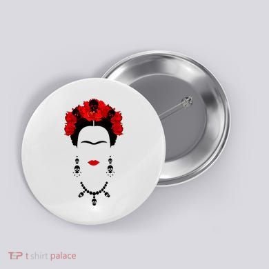 Frida Kahlo Mexico Artist Lover Flower Skull Button