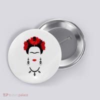 Frida Kahlo Mexico Artist Lover Flower Skull Button thumb 0