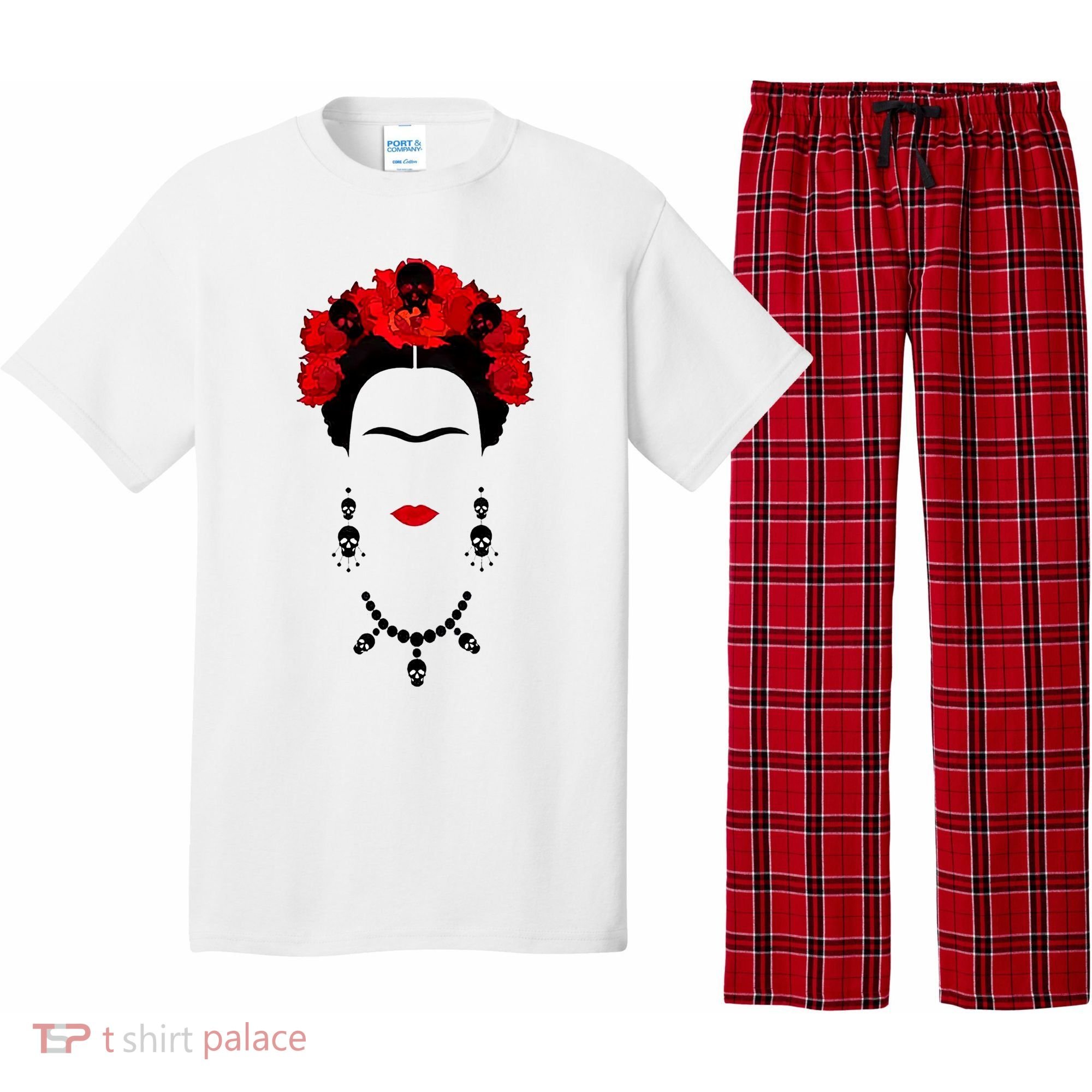 Frida Kahlo Mexico Artist Lover Flower Skull Pajama Set