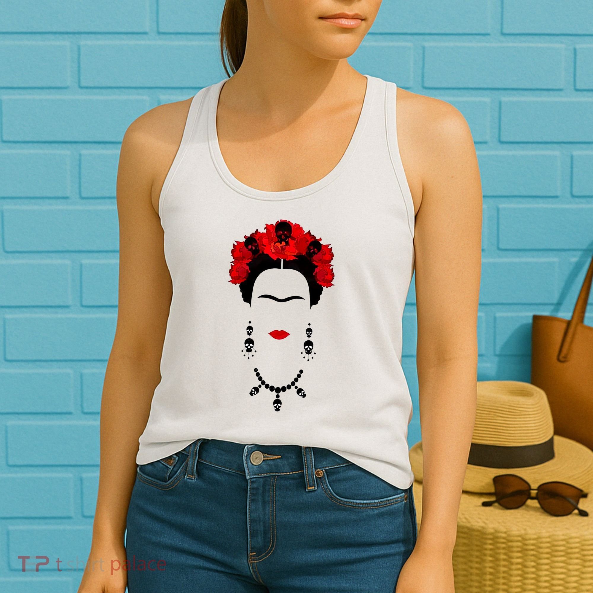 Frida Kahlo Mexico Artist Lover Flower Skull Women's Tank Top