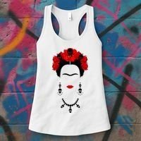 Frida Kahlo Mexico Artist Lover Flower Skull Women's Tank Top thumb 3