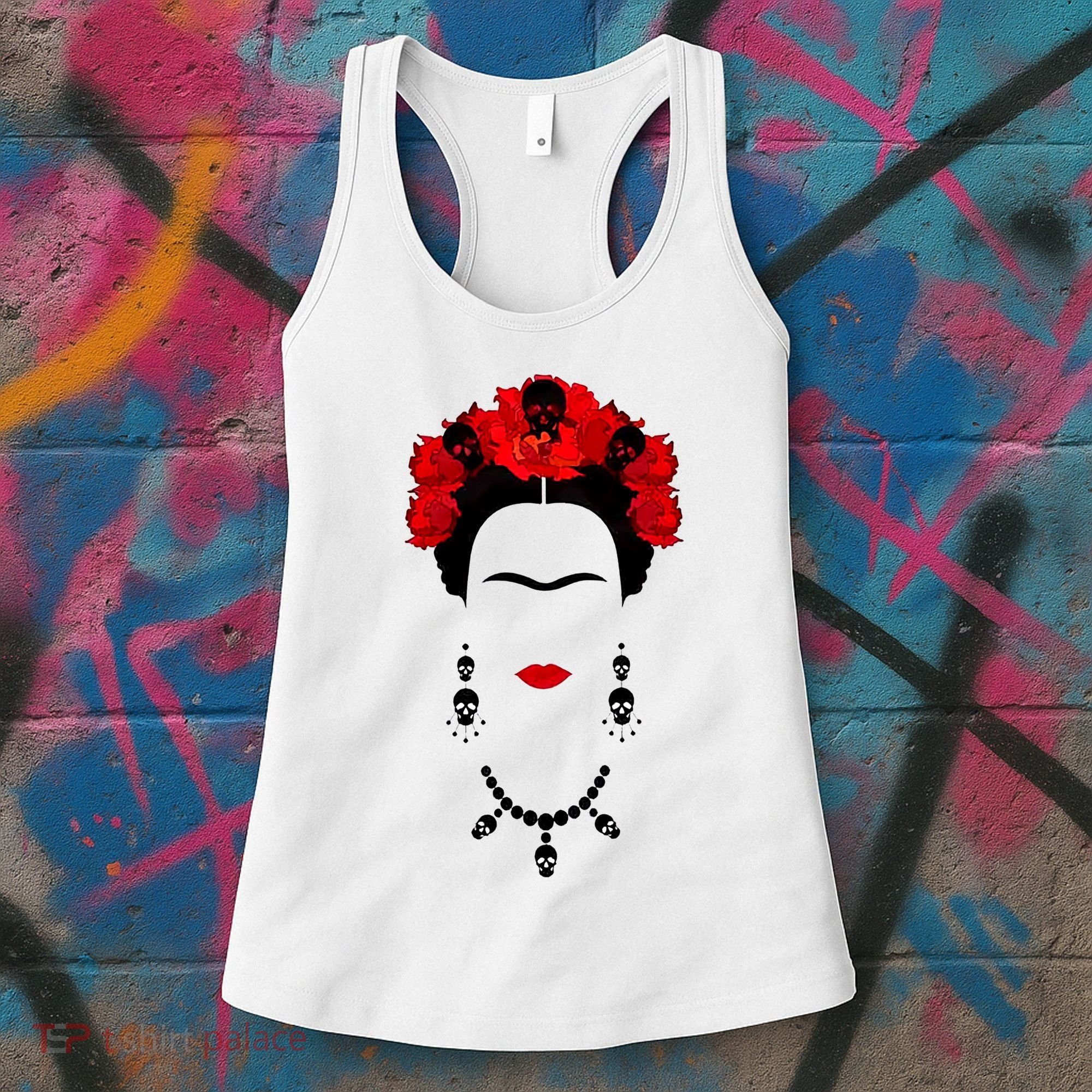 Frida Kahlo Mexico Artist Lover Flower Skull Women's Tank Top