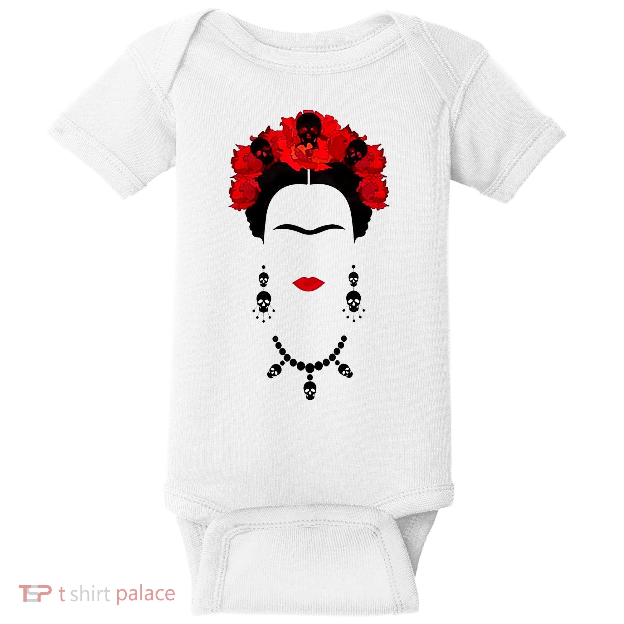 Frida Kahlo Mexico Artist Lover Flower Skull Baby Bodysuit