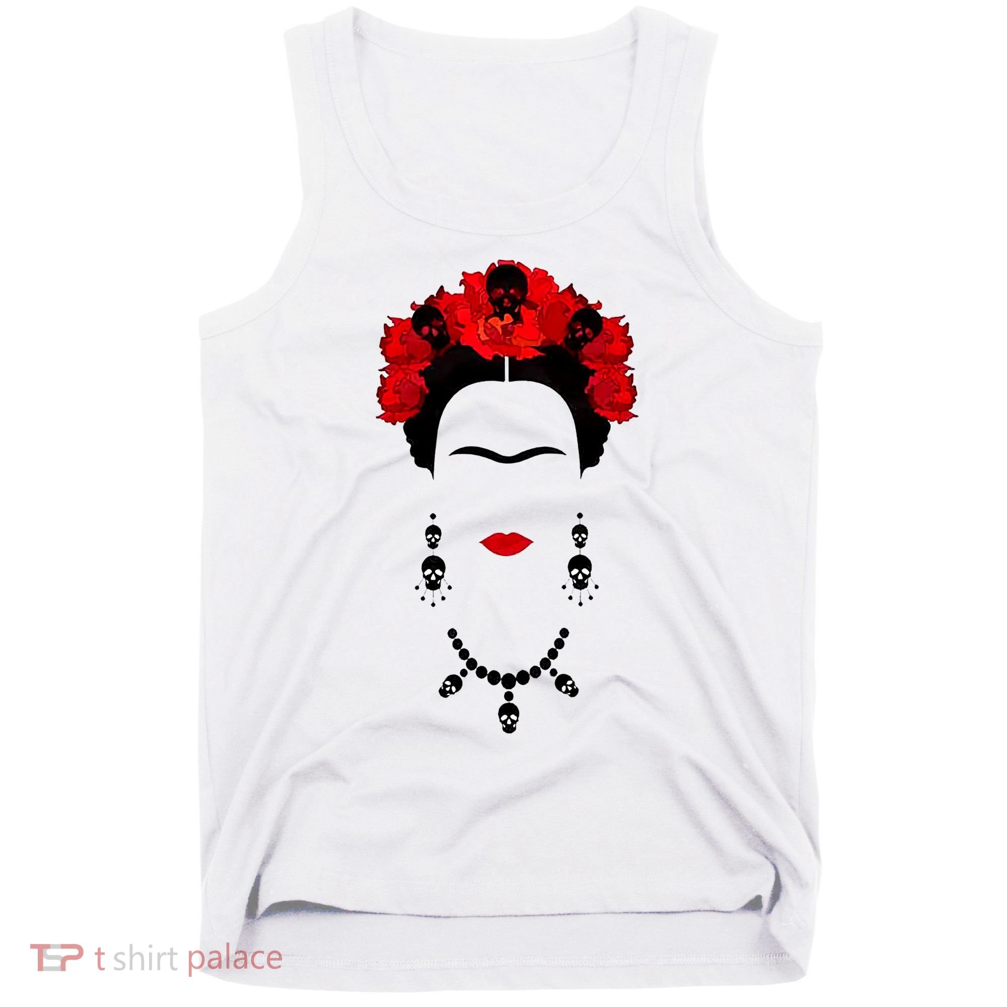 Frida Kahlo Mexico Artist Lover Flower Skull Tank Top