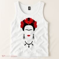 Frida Kahlo Mexico Artist Lover Flower Skull Tank Top thumb 2