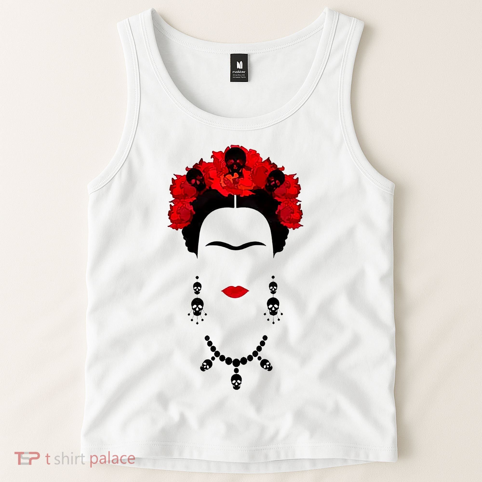 Frida Kahlo Mexico Artist Lover Flower Skull Tank Top