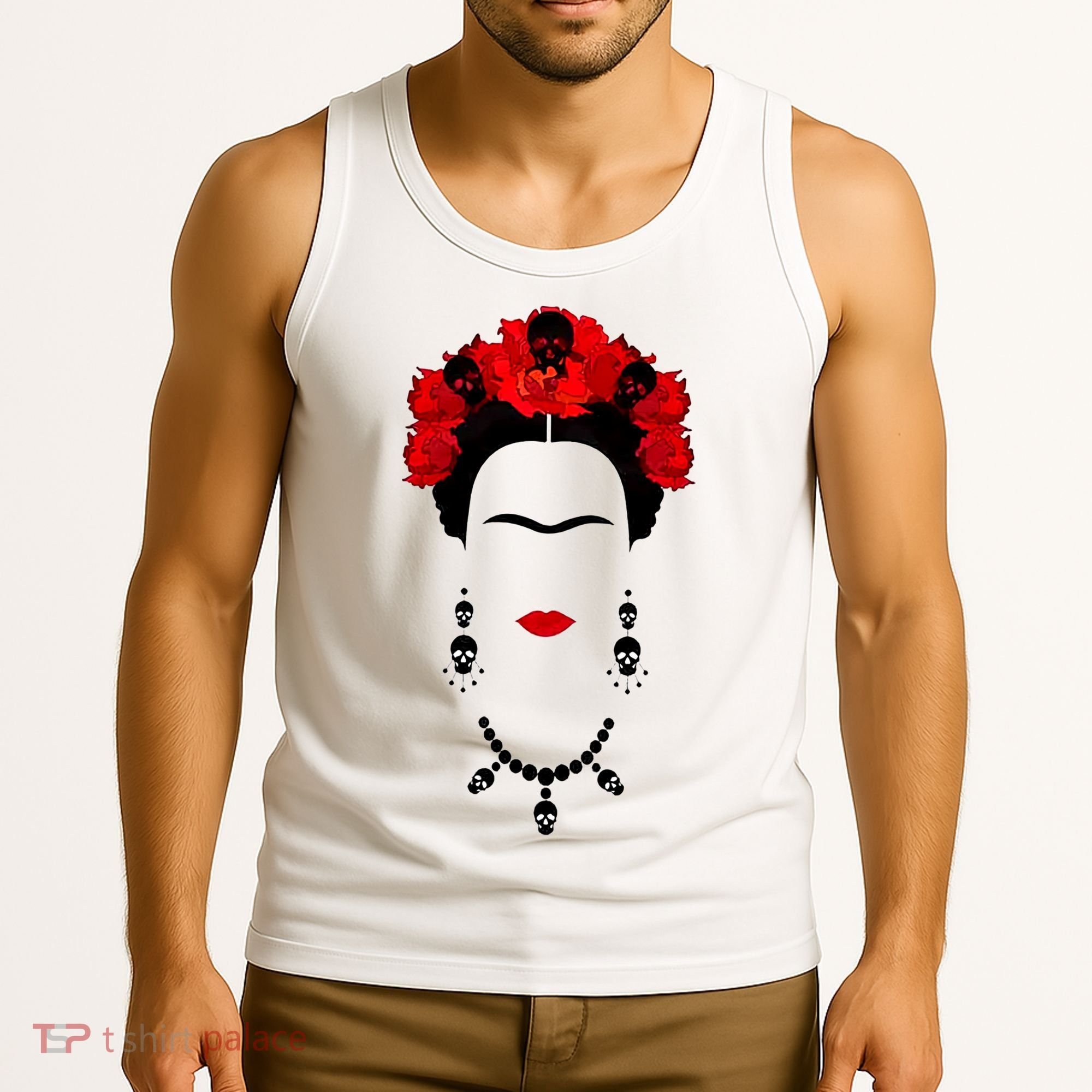 Frida Kahlo Mexico Artist Lover Flower Skull Tank Top