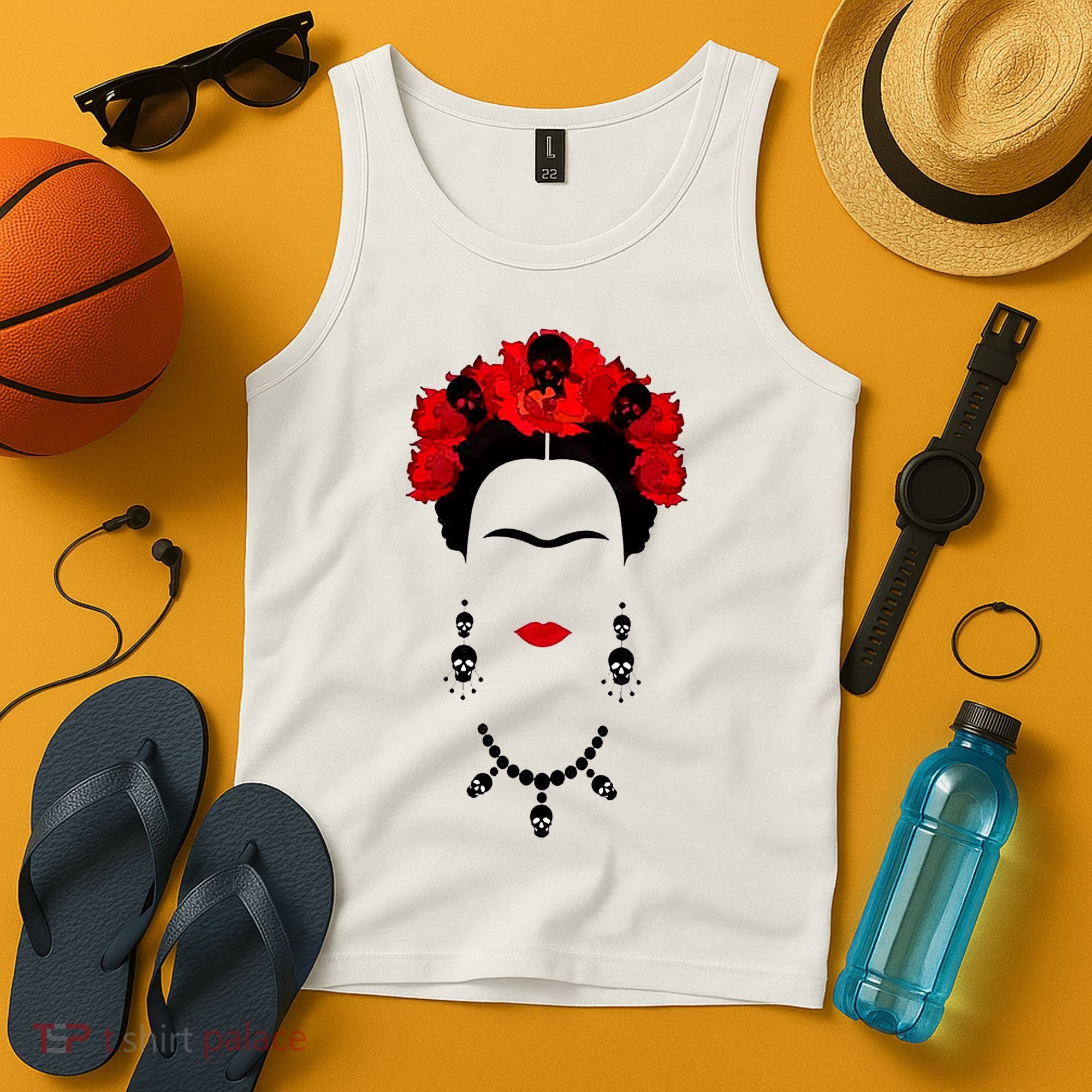 Frida Kahlo Mexico Artist Lover Flower Skull Tank Top