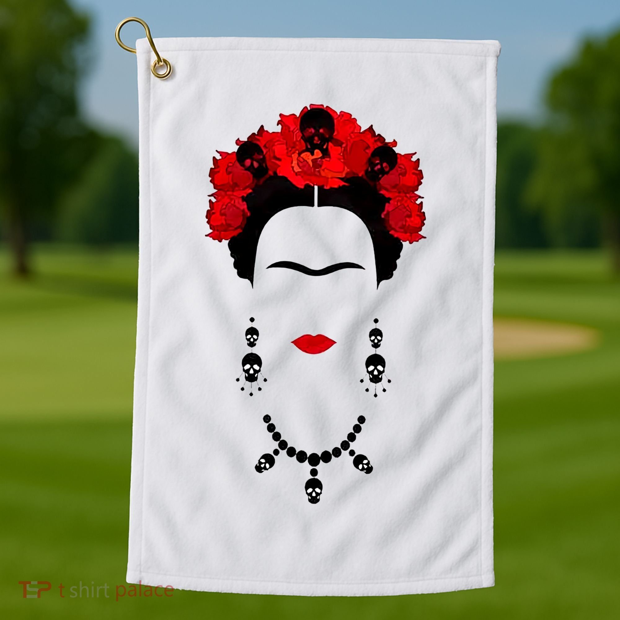 Frida Kahlo Mexico Artist Lover Flower Skull Golf Towel
