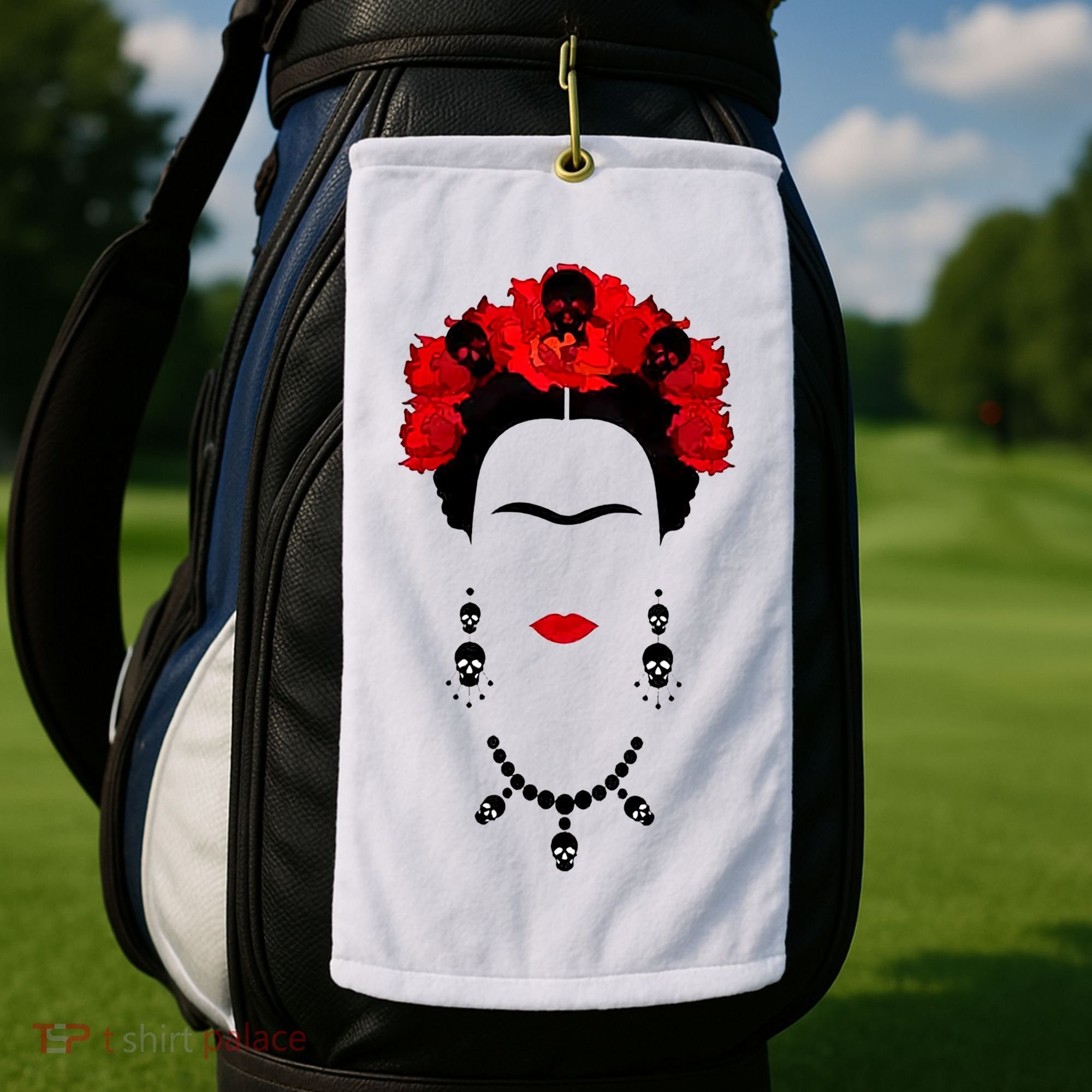 Frida Kahlo Mexico Artist Lover Flower Skull Golf Towel